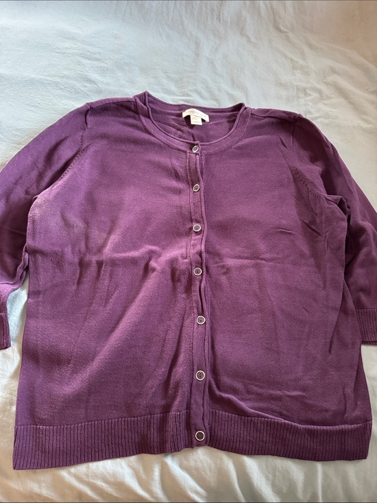 Christopher & Banks Sweaters - Christopher & Banks Purple Crewneck Button Cardigan